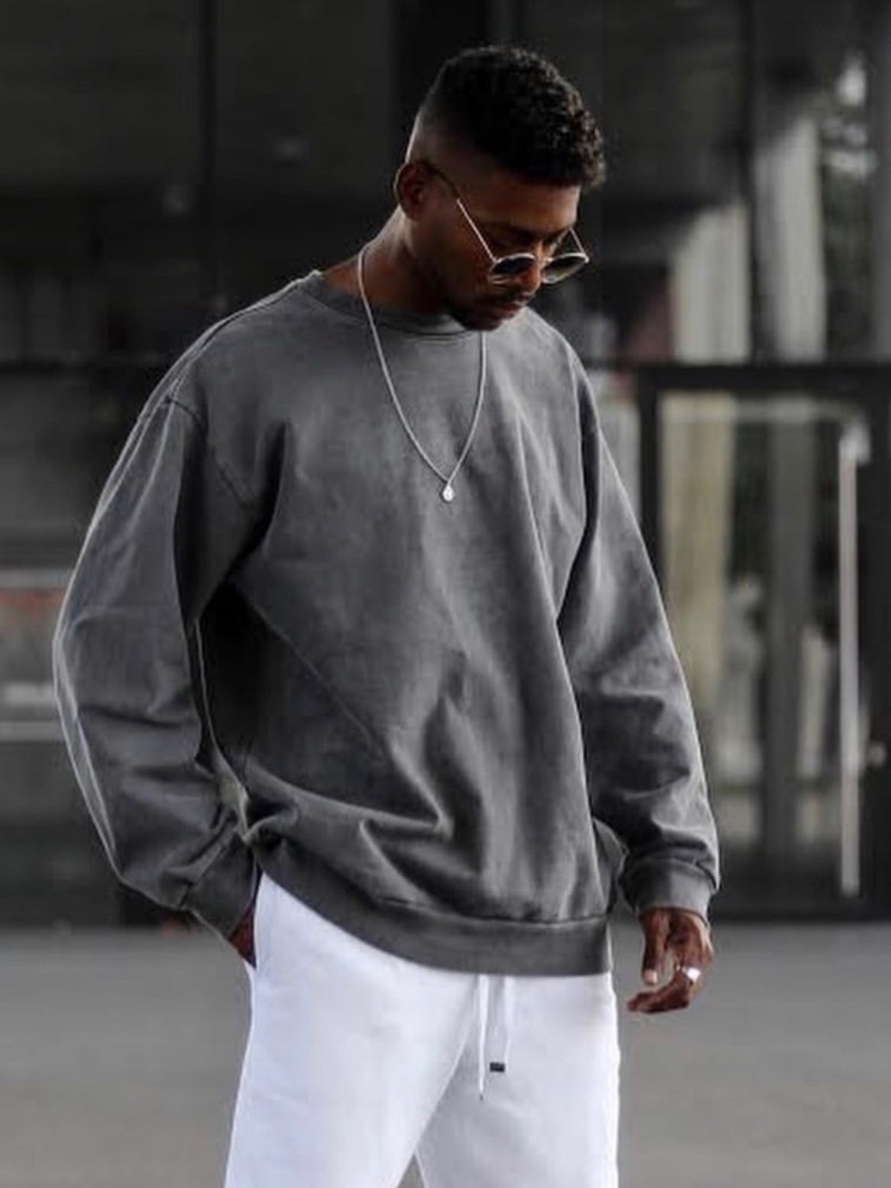 Pristine TALENTLESS MENS CREWNECK STEEL GREY SWEATER L/XL